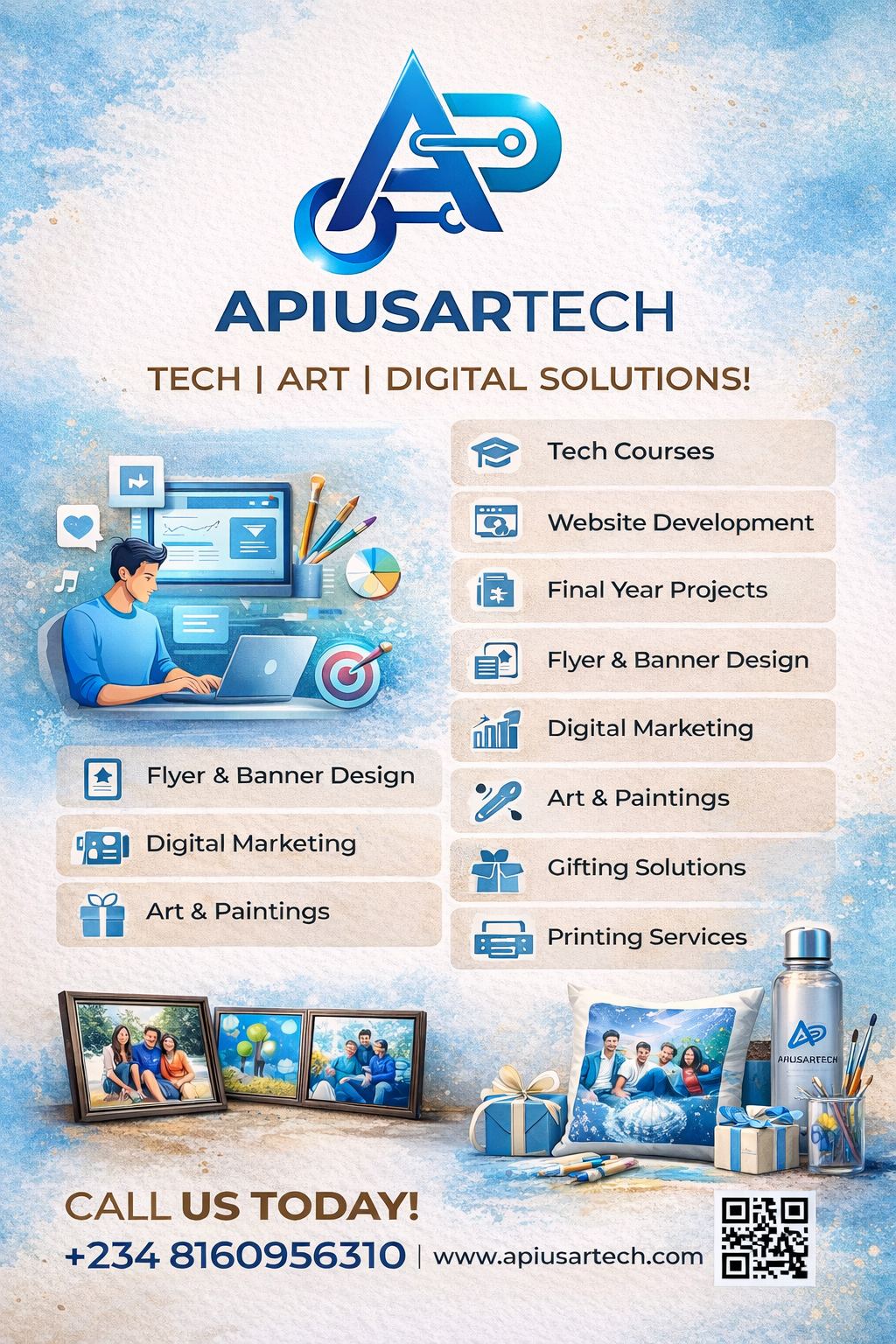 Flyer of Apiusartech as a tech training institute